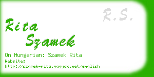 rita szamek business card